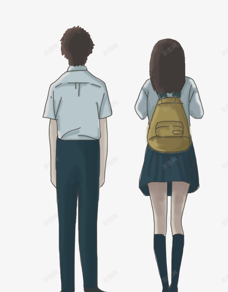高中生人物背影插画png免抠素材_新图网 https://ixintu.com 人物插画设计 人物背影 卡通人物 毕业 毕业季 毕业季插画 高中生人物背影插画