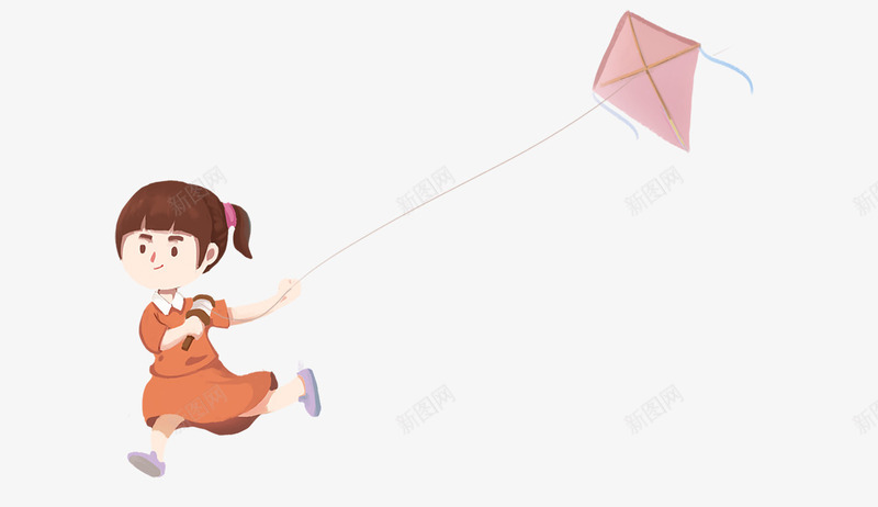手绘插画放风筝奔跑的小女孩png免抠素材_新图网 https://ixintu.com 人物插图 奔跑 小女孩 手绘 插画 放风筝