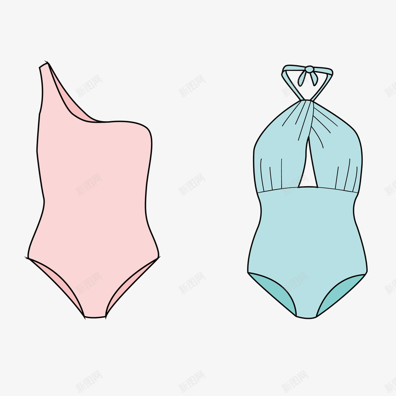 女士泳衣手绘png免抠素材_新图网 https://ixintu.com 女士 比基尼 泳衣 简笔画