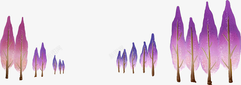 手绘紫色森林树木风景png免抠素材_新图网 https://ixintu.com 树木 森林 紫色 风景