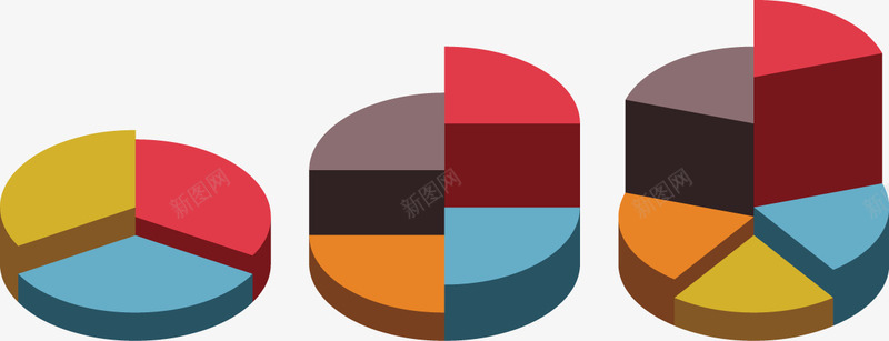 PPT三维饼图图标png_新图网 https://ixintu.com PPT设计 三维饼图 彩色图标