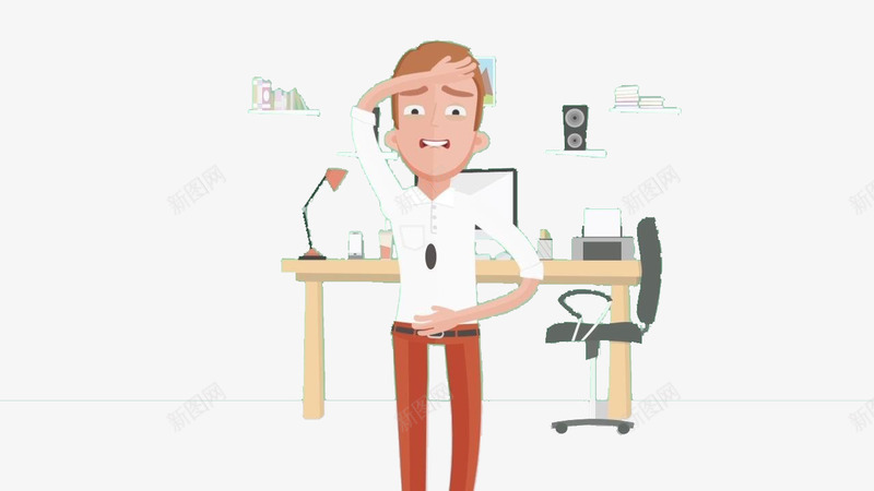 男人面对工作压力png免抠素材_新图网 https://ixintu.com 办公 办公室 叹气 城市 西装革履
