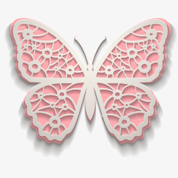 剪纸风粉色蝴蝶插画矢量图素材