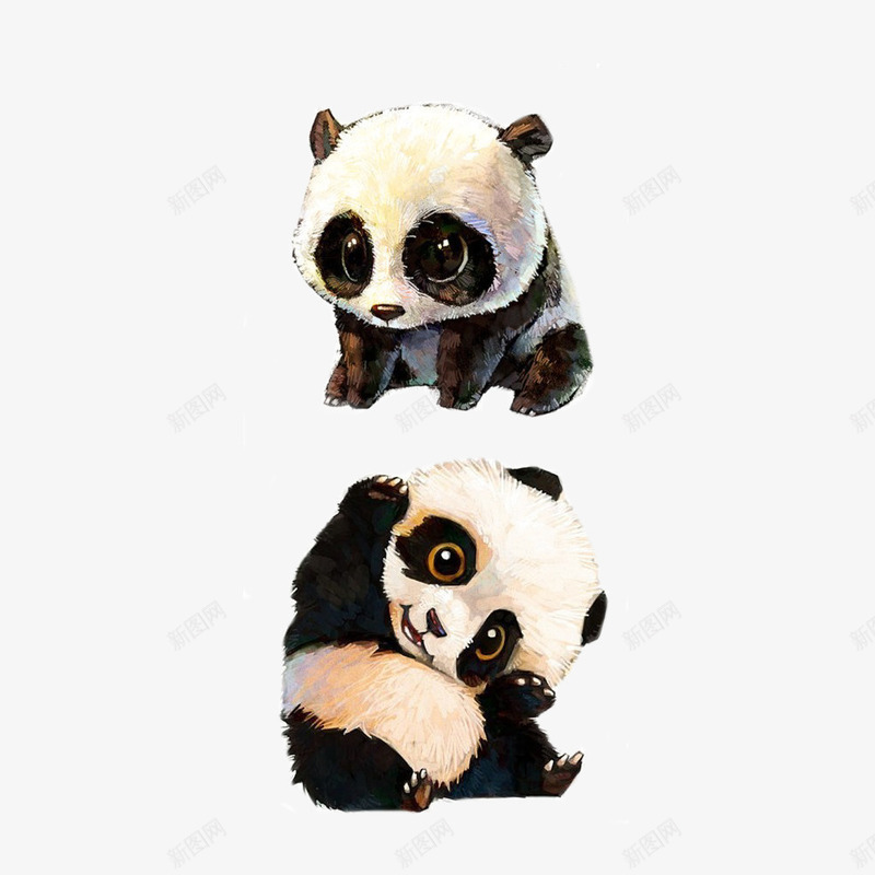手绘熊猫png免抠素材_新图网 https://ixintu.com 卡通 大熊猫 手绘 插画 文艺 清新