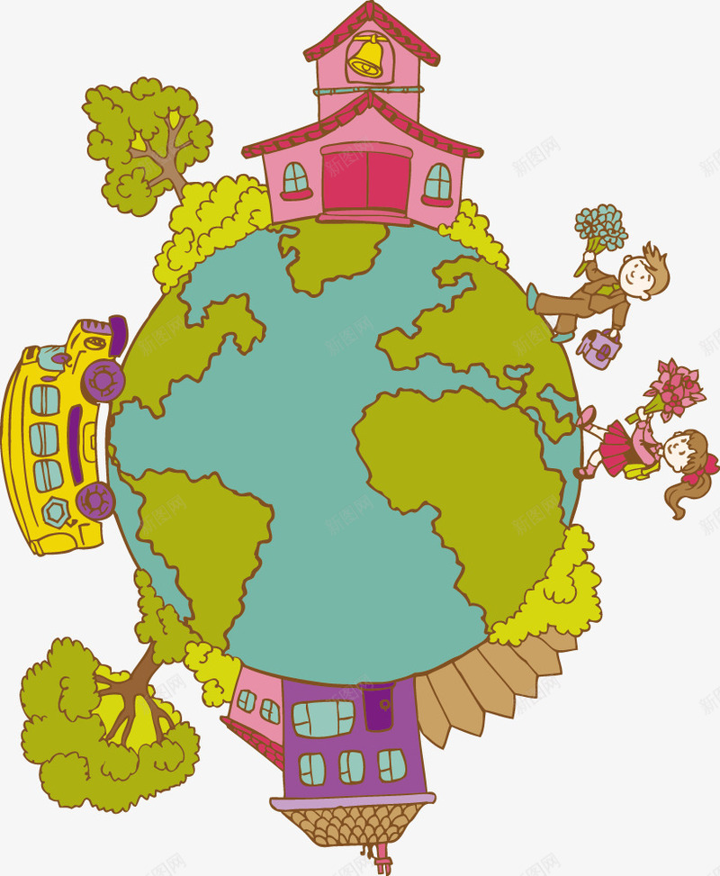 地球村矢量图ai免抠素材_新图网 https://ixintu.com 同住地球村 学习 学习用具 学校 手绘 生活 矢量图