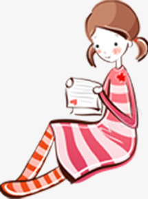 看信的女孩卡通七夕情人节png免抠素材_新图网 https://ixintu.com 卡通 女孩 情人