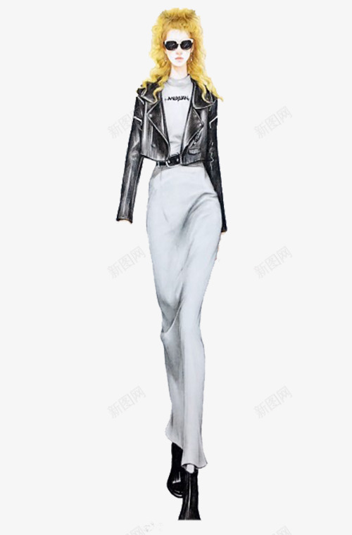 手绘酷帅服装插画psd免抠素材_新图网 https://ixintu.com 手绘 服装插画 设计 酷帅