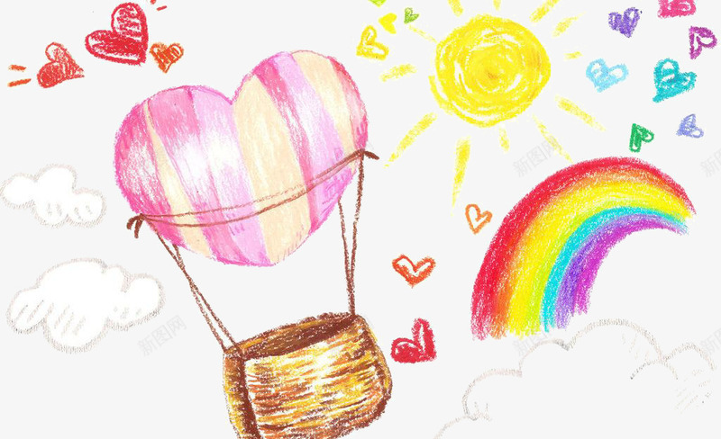 彩虹手绘插画psd免抠素材_新图网 https://ixintu.com 彩虹 手绘 插画 气球