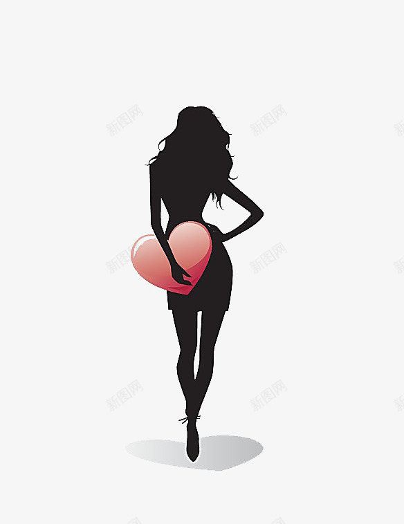 女人携心图标psd_新图网 https://ixintu.com 图标 女人背影 情人节 爱心 相亲