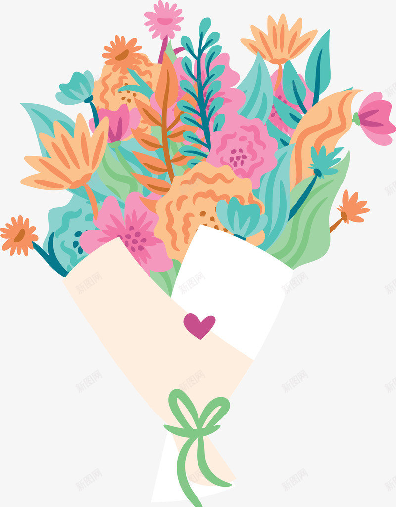 彩色花束卡通插画矢量图ai免抠素材_新图网 https://ixintu.com 卡通插画 彩色 情人节 植物 节日 花束 花瓣 矢量图