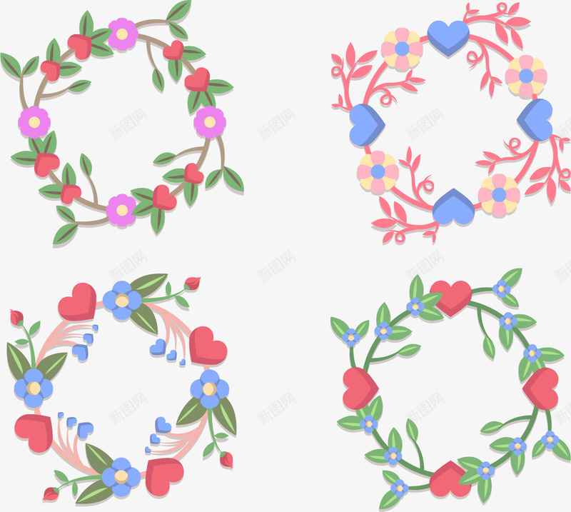 小清新情人节花环矢量图eps免抠素材_新图网 https://ixintu.com 可爱 小清新 文艺气息 浪漫 矢量素材 粉红色 装饰边框 矢量图
