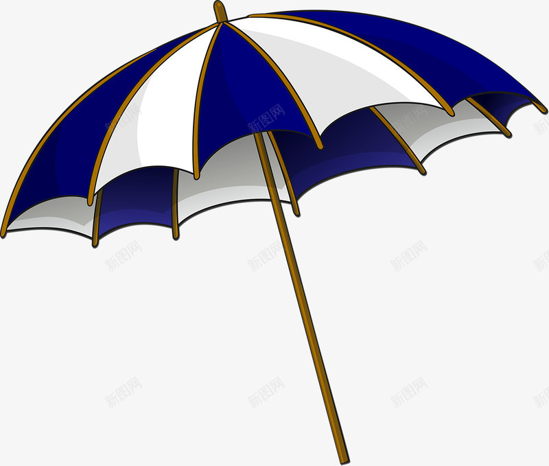 卡通蓝白相间雨伞png免抠素材_新图网 https://ixintu.com 卡通 相间 雨伞