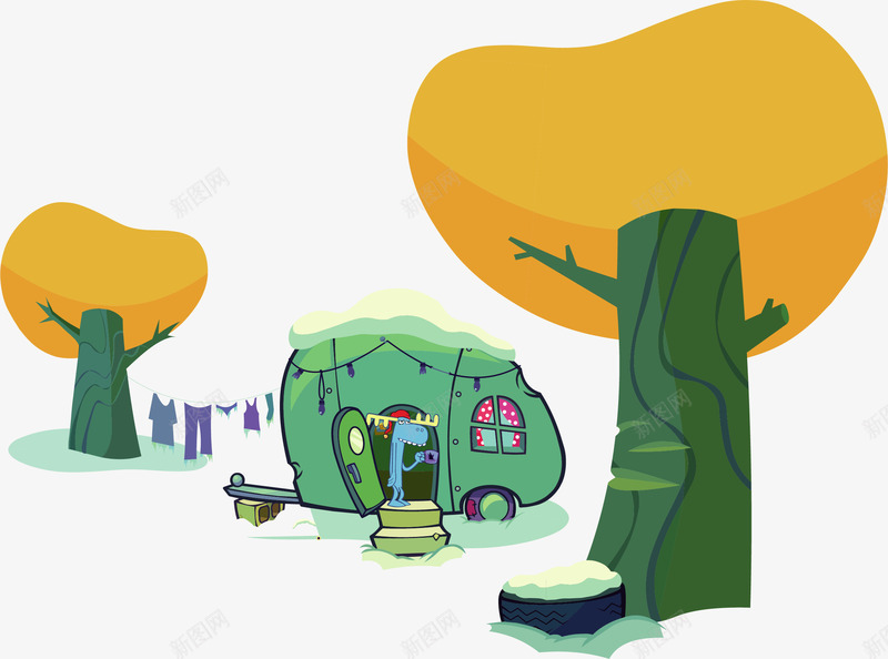 手绘森林小屋png免抠素材_新图网 https://ixintu.com 手绘 森林小屋 秋季