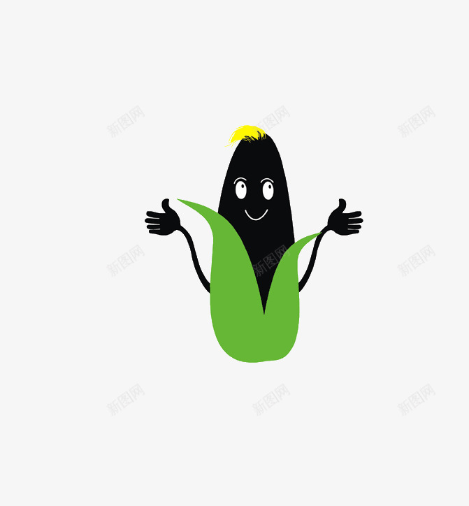 卡通玉米小人png免抠素材_新图网 https://ixintu.com 卡通 玉米 笑脸 食物