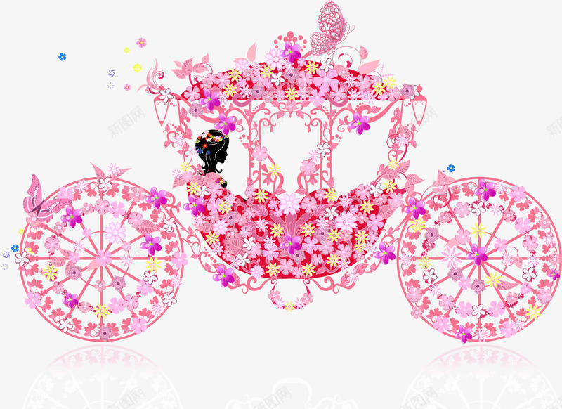 粉色梦幻情人节花车png免抠素材_新图网 https://ixintu.com LOVE 婚庆 婚车 情人节 梦幻花丛 浪漫 爱情 花丛