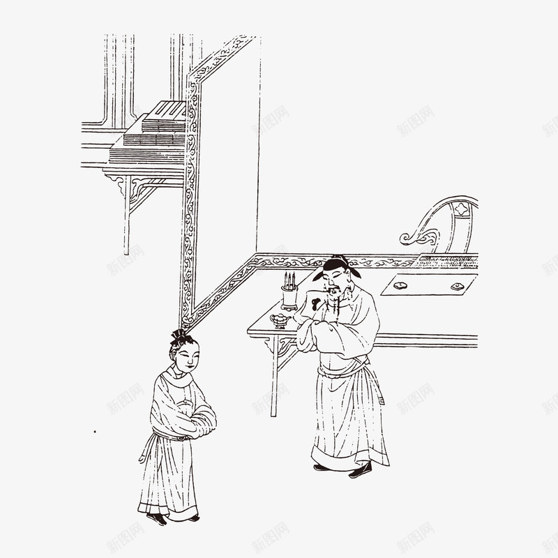 中国古人物线稿插画矢量图ai免抠素材_新图网 https://ixintu.com 古人书法 古典 古画 山水画 水墨 水墨风 生活百趣 画 白描 矢量图
