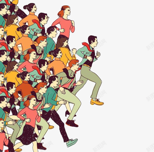 奔跑的人png免抠素材_新图网 https://ixintu.com 上班族 上班族海报 人物 人群 卡通 商务 奔跑 手绘 水彩 白领