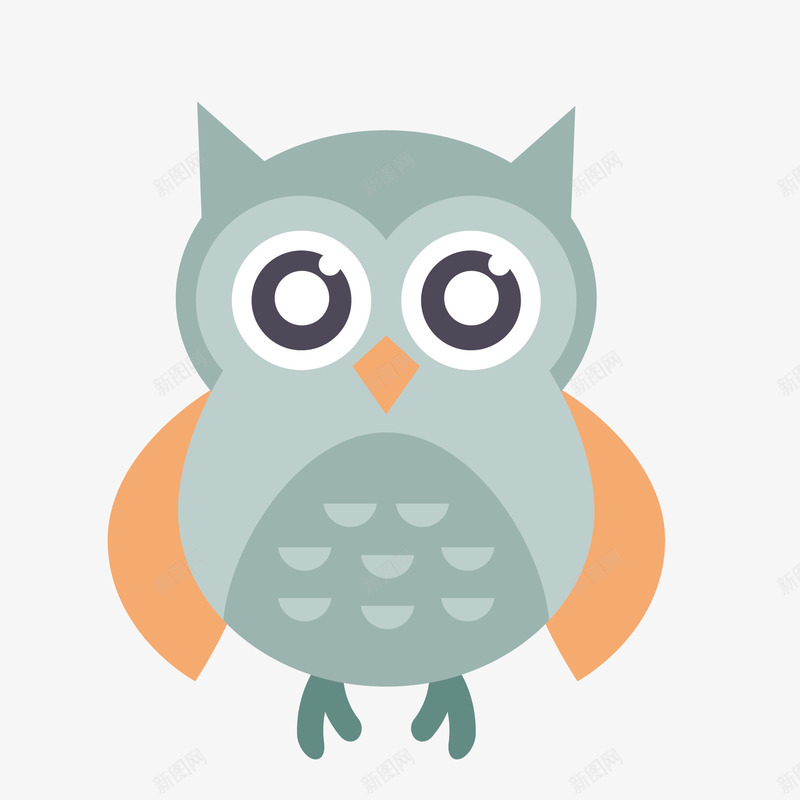 灰色大眼睛猫头鹰矢量图eps免抠素材_新图网 https://ixintu.com 动物 卡通 小清新 彩色 灰色创意设计 猫头鹰 简约 装饰 鸟类 矢量图