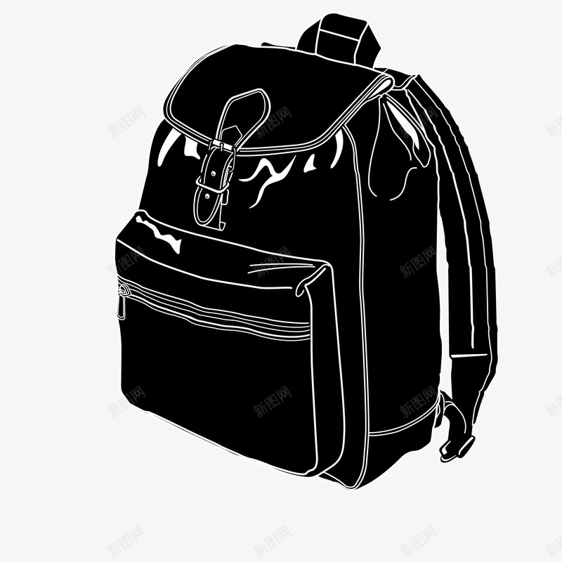 黑色书包矢量图ai免抠素材_新图网 https://ixintu.com 书包 学校 背包 黑色 矢量图