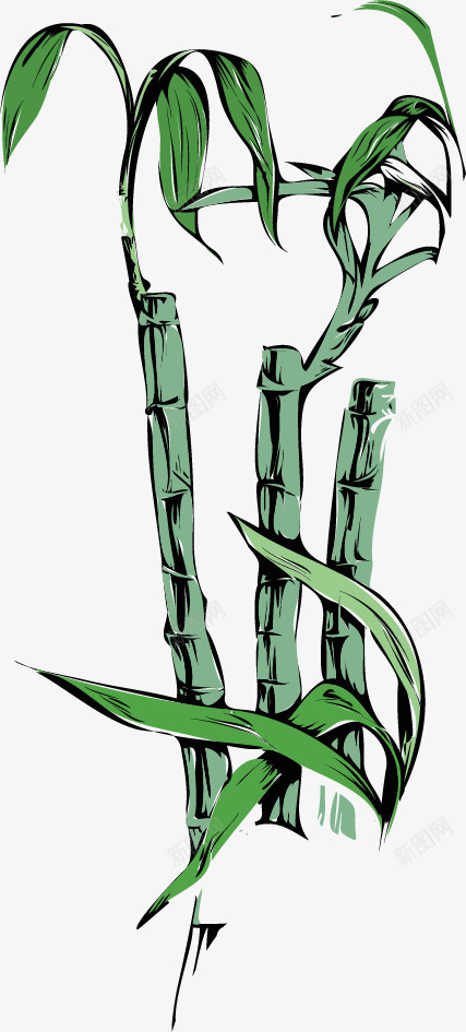 手绘竹子矢量图ai免抠素材_新图网 https://ixintu.com 手绘 竹子 绿色 矢量图