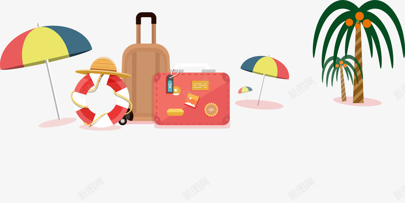 手绘卡通装饰插图海边度假旅行png免抠素材_新图网 https://ixintu.com 卡通 夏日旅行 度假 手绘 旅行 海边 装饰插图