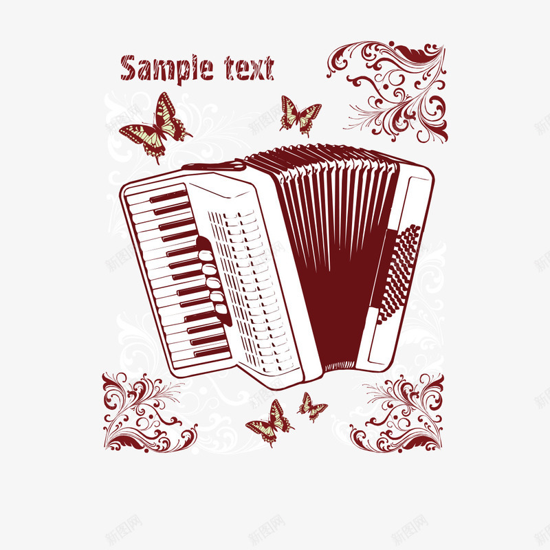 音乐元素手风琴服装图案png免抠素材_新图网 https://ixintu.com 免费 免费音乐 服装 面料 面料图案 音乐元素