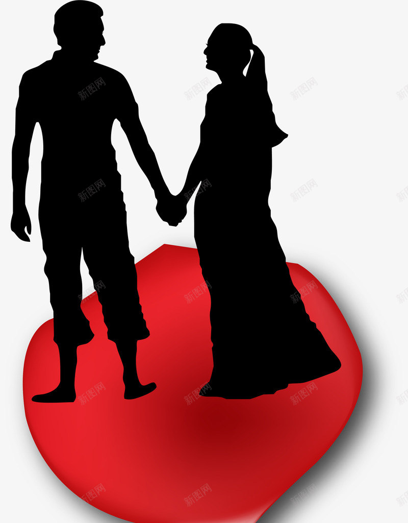 情人节花瓣情侣剪影png免抠素材_新图网 https://ixintu.com 婚庆 婚礼 情人节 新娘 新郎 浪漫 爱情 玫瑰花 花瓣