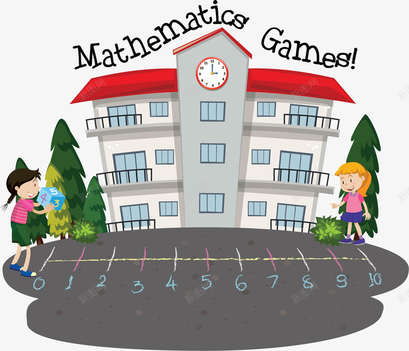 开学日卡通教学楼矢量图ai免抠素材_新图网 https://ixintu.com 学校 学校大楼 开学 开学日 教学楼 矢量png 矢量图