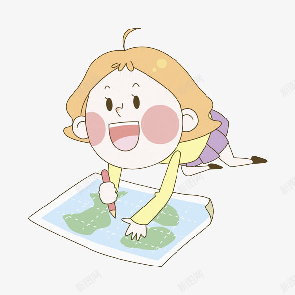趴着绘画的女孩图png免抠素材_新图网 https://ixintu.com 呆萌 女生 小辫子 画笔 画纸 绘画 绘画课