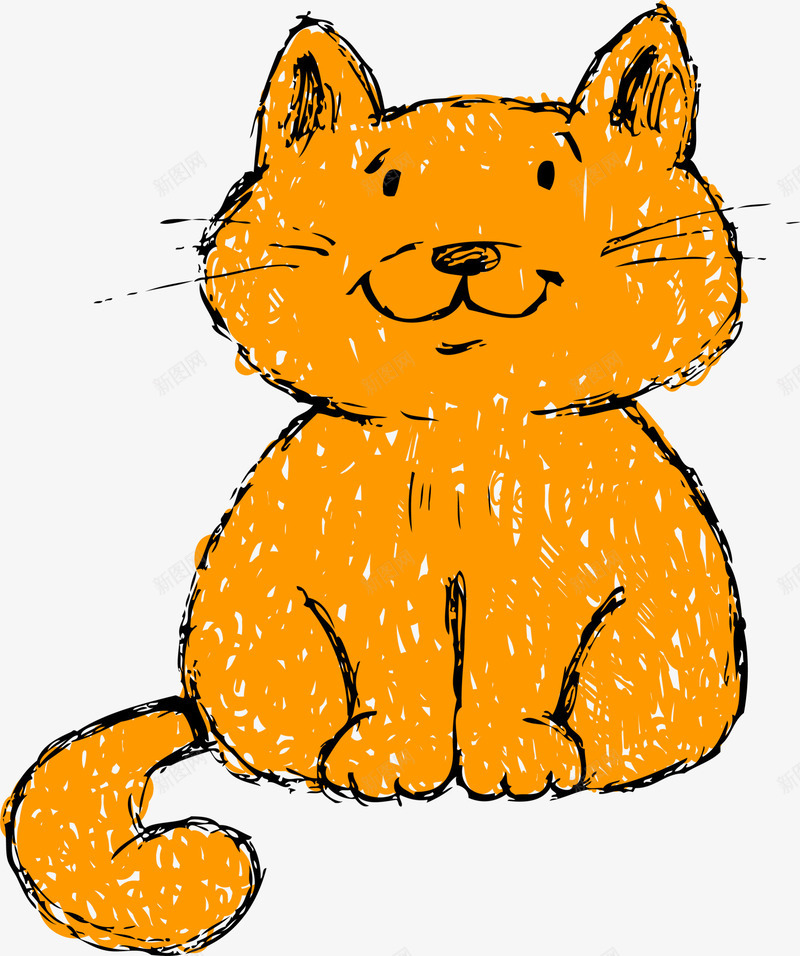 卡通可爱黄色猫咪png免抠素材_新图网 https://ixintu.com 卡通猫咪 可爱猫咪 呆萌猫咪 坐着 笑脸 黄色猫咪