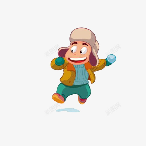 手绘打雪仗的男孩png免抠素材_新图网 https://ixintu.com 下雪 冬天 冬季 卡通男孩 手绘 手绘男孩 打雪仗