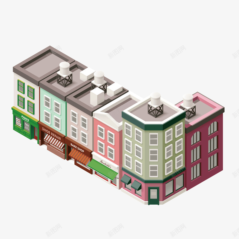 卡通建筑街道商店商品房矢量图ai免抠素材_新图网 https://ixintu.com 卡通 商品房 商店 建筑 街道 矢量图