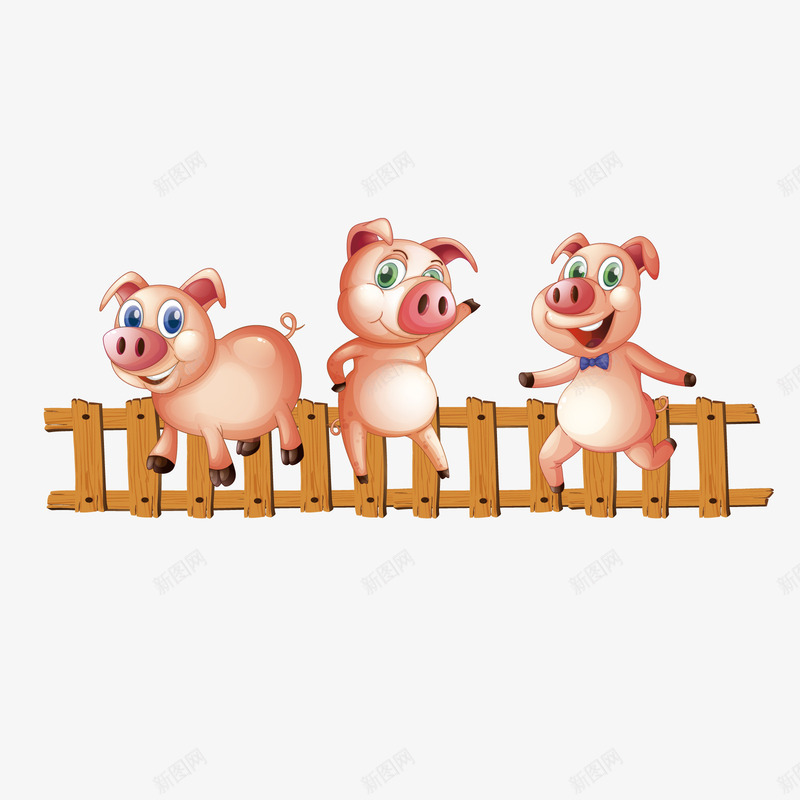 三只小猪矢量图ai免抠素材_新图网 https://ixintu.com PNG免扣图下载 家庭 家畜 栅栏 牲畜 饲养 矢量图