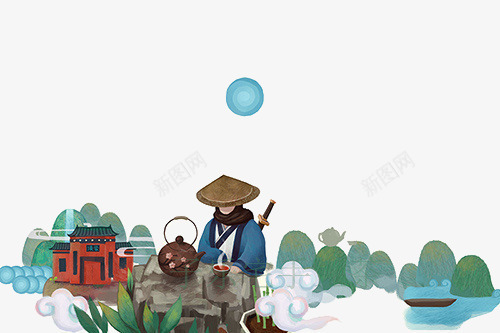 煮茶插画png免抠素材_新图网 https://ixintu.com 古人 插画 泡茶 煮茶茶具 茶壶 茶工艺