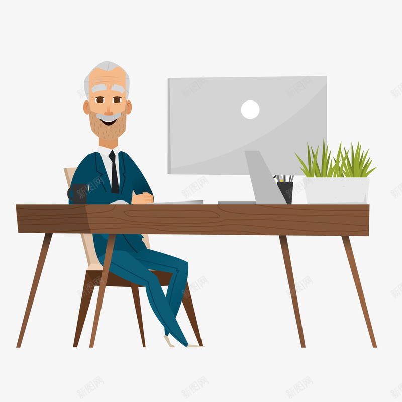 卡通办公的商务人士png免抠素材_新图网 https://ixintu.com 人物设计 办公 商务人士 工作 电脑 男性人物