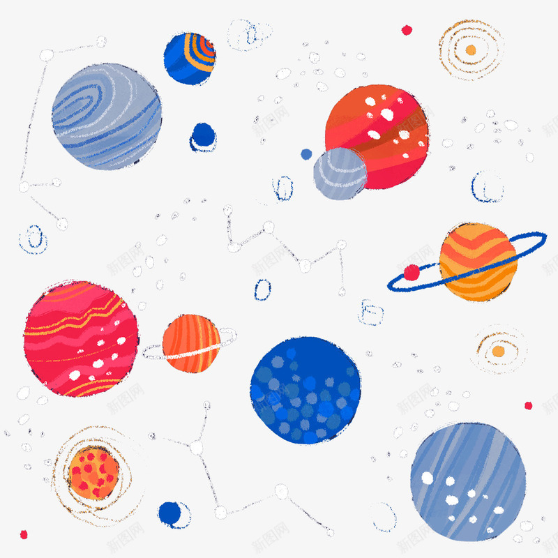 手绘五彩星空图案png免抠素材_新图网 https://ixintu.com 儿童星空插画 创意设计 卡通星球免抠PNG元素 卡通贺卡封面 手绘插画 星环 涂鸦星球免抠PNG元素 漫画