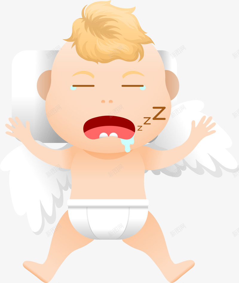 情人节睡觉的丘比特png免抠素材_新图网 https://ixintu.com 呆萌丘比特 情人节 打呼噜 流口水 睡觉的丘比特 躺着睡觉