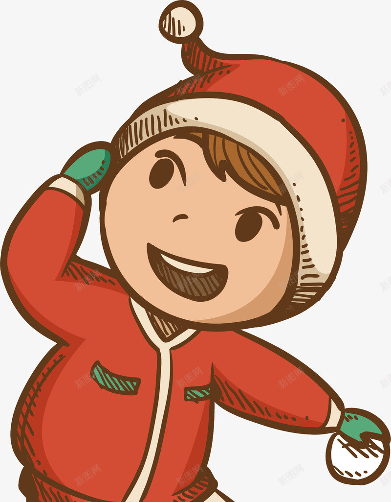 开心打雪仗的孩子png免抠素材_新图网 https://ixintu.com 你好冬天 手绘人物 打雪仗 扔雪球 矢量png 迎接冬天