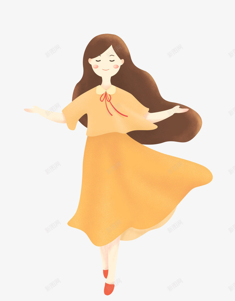 下雨天小清新淋雨的女孩插画psd免抠素材_新图网 https://ixintu.com 下雨天 下雨天小清新淋雨的女孩插画 女孩 小清新 插画 淋雨 长发 黄色女孩