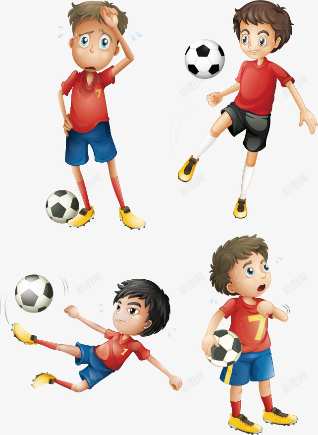 踢足球的男孩卡通图png免抠素材_新图网 https://ixintu.com 体育运动 儿童插画 卡通 卡通人物 彩色 矢量卡通图 足球 踢足球