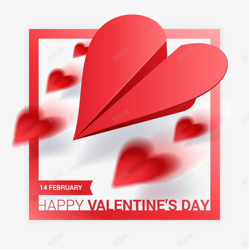 红色情人节折纸爱心飞机矢量图ai免抠素材_新图网 https://ixintu.com day happy valentines 七夕素材 心形 情人节装饰 爱心 红色 红色卡片 红色心形折纸 矢量图