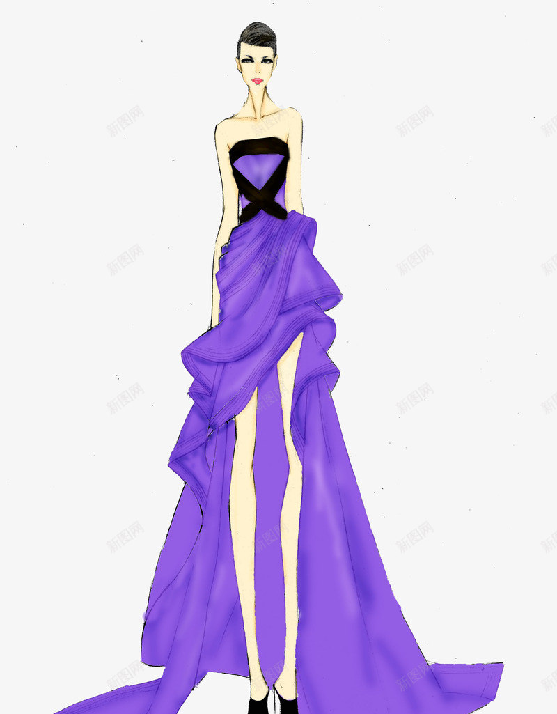 紫色晚礼服png免抠素材_新图网 https://ixintu.com 晚礼服 服装手绘 服装设计 紫色服装