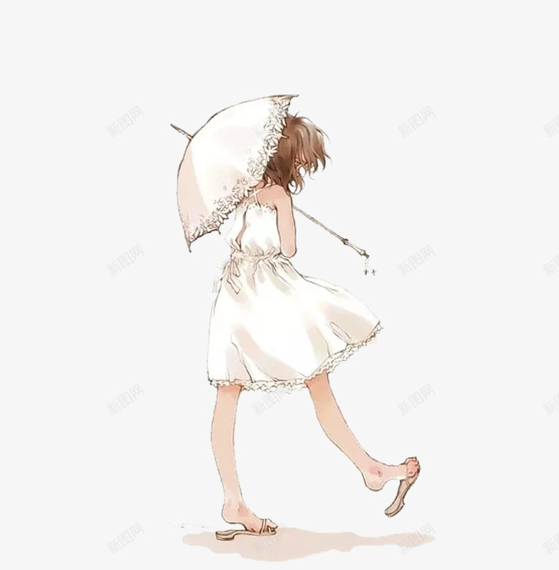 打伞的女孩png免抠素材_新图网 https://ixintu.com 一个 卡通 女孩 手绘 白色 短裙 简图 雨伞