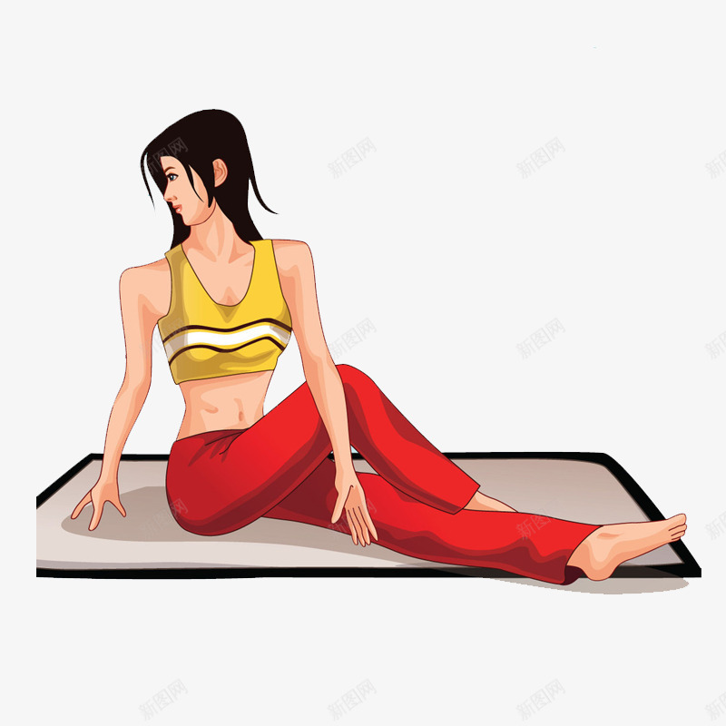 瑜伽基本动作之六png免抠素材_新图网 https://ixintu.com 养生 卡通女孩 瑜伽 瑜伽培训