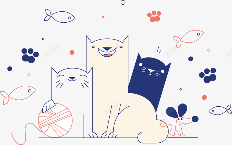 简笔画猫咪装饰图案png免抠素材_新图网 https://ixintu.com 动物 动物插画 手绘动物 手绘插画 插画 插画手绘 插画装饰画 简笔画 简笔画猫咪