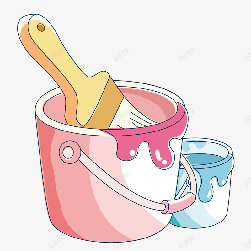 刷子与油漆桶矢量图ai免抠素材_新图网 https://ixintu.com 刷子 卡通 拟物化 插画 油漆桶 矢量图
