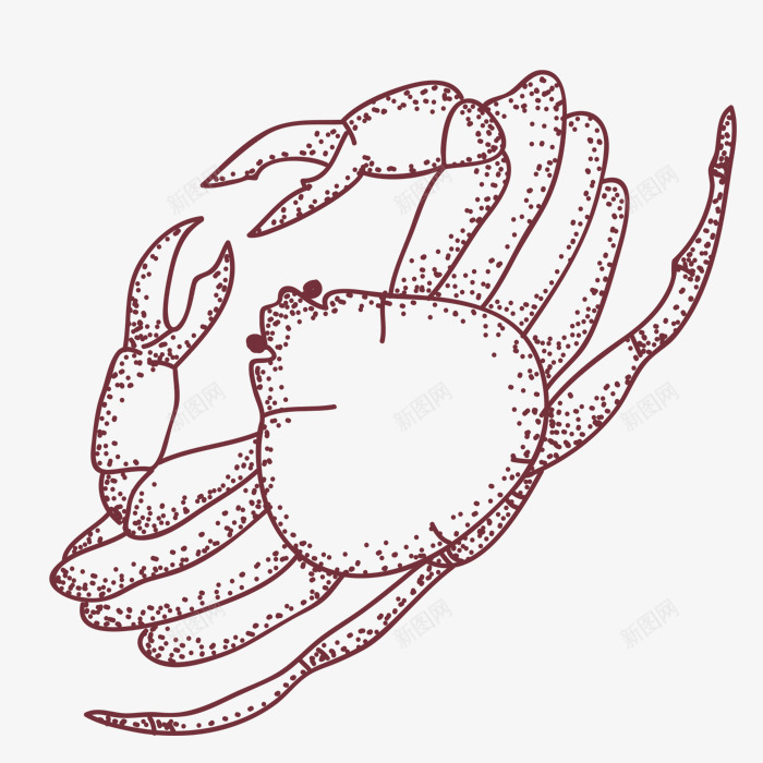 手绘螃蟹线图png免抠素材_新图网 https://ixintu.com 底纹背景 快餐 手绘 手绘美食 手绘美食底纹 手绘美食背景 手绘食物 插画 食物 餐饮 黑白绘画