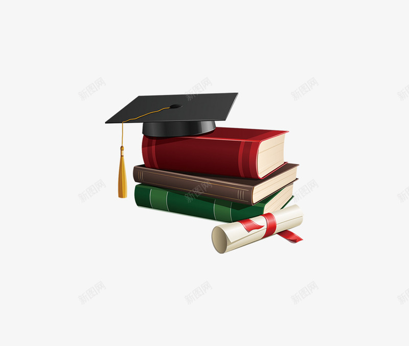 博士帽书籍png免抠素材_新图网 https://ixintu.com 书籍 博士帽 学校 海报 红色