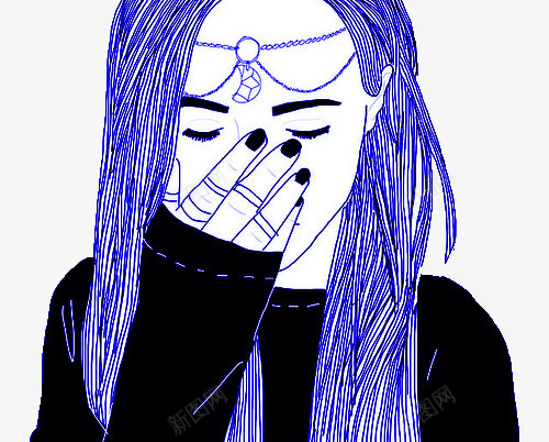 蒸汽波风格手绘手捂脸的清纯女生png免抠素材_新图网 https://ixintu.com 免抠下载 卡通手绘 实物 手绘 蒸汽波风格 装饰
