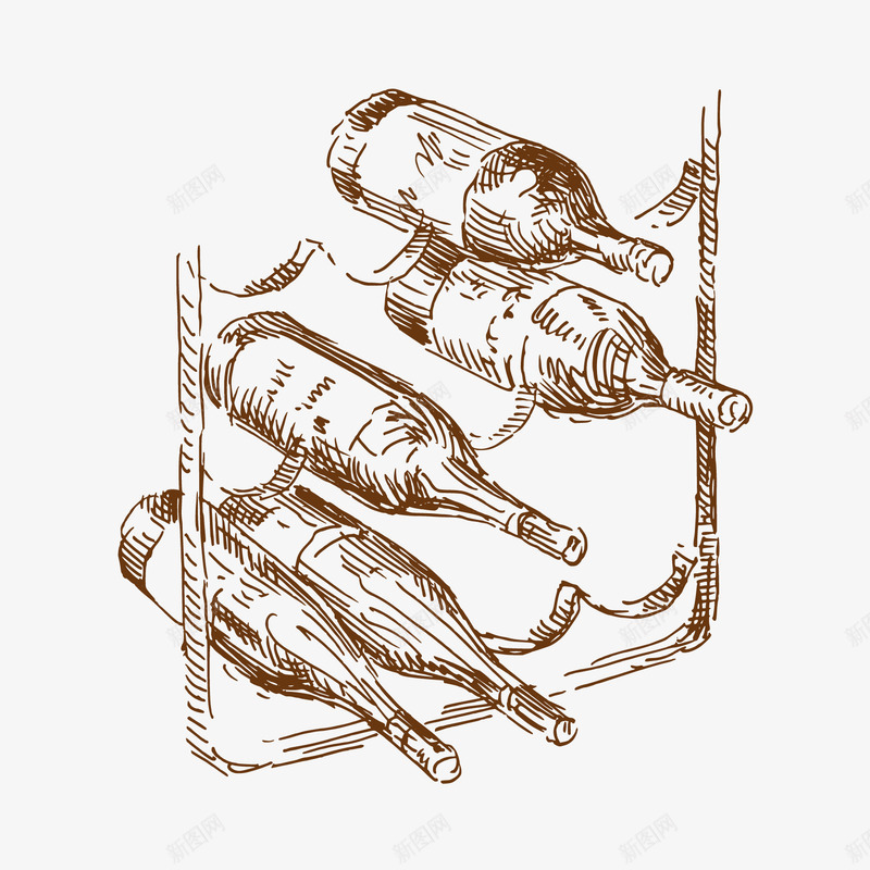 手绘酒瓶png免抠素材_新图网 https://ixintu.com 手绘 手绘酒架 排列 插画 红葡萄酒 红酒 红酒货架 线描 葡萄酒 货架 货柜 超市洋酒 超市红酒架 进口酒 酒 酒架 酒柜 酒水 酒瓶 酒窖 餐饮美食 饮料酒水